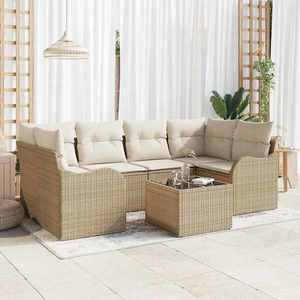 vidaXL Set de canapele pentru grădină 7 pcs Bej 55 x 55 x 37 cm imagine