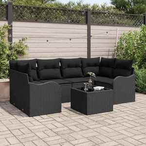 vidaXL Set de canapele pentru grădină 7 pcs Negru 55 x 55 x 37 cm imagine