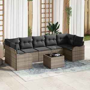 vidaXL Set de canapele pentru grădină 8 pcs Gri 55 x 55 x 37 cm imagine