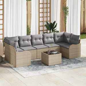 vidaXL Set de canapele pentru grădină 8 pcs Bej 55 x 55 x 37 cm imagine