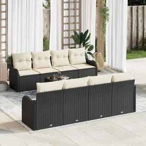 vidaXL Set de canapele pentru grădină 9 pcs Negru 55 x 55 x 37 cm imagine