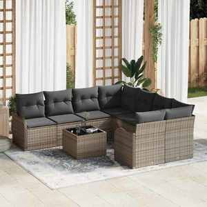 vidaXL Set de canapele pentru grădină 9 pcs Gri 55 x 55 x 37 cm imagine