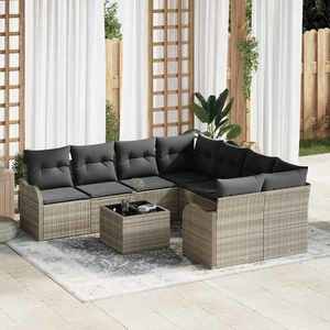 vidaXL Set de canapele pentru grădină cu pernă 9 pcs Gri deschis imagine