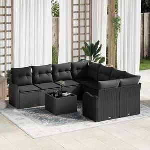 vidaXL Set de canapele pentru grădină 9 pcs Negru 55 x 55 x 37 cm imagine