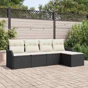 vidaXL Set de canapele pentru grădină cu pernă 5 pcs Negru Rattan poli imagine