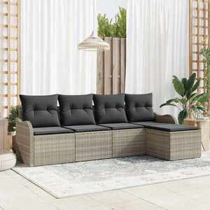 vidaXL Set de canapele pentru grădină 5 pcs Gri deschis Rattan poli imagine