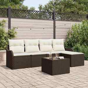 vidaXL Set de canapele pentru grădină cu pernă 6 pcs Maro Rattan poli imagine