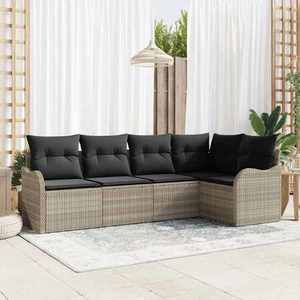 vidaXL Set de canapele pentru grădină 5 pcs Gri deschis Rattan poli imagine