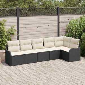 vidaXL Set de canapele pentru grădină cu pernă 6 pcs Negru Rattan poli imagine