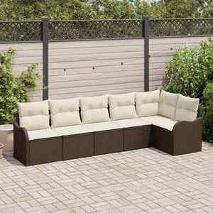 vidaXL Set de canapele pentru grădină cu pernă 6 pcs Maro Rattan poli imagine