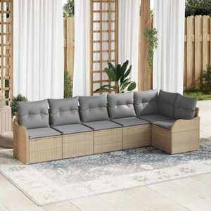 vidaXL Set de canapele pentru grădină cu pernă 6 pcs Bej Rattan poli imagine