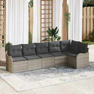 vidaXL Set de canapele pentru grădină 6 pcs Gri deschis Rattan poli imagine