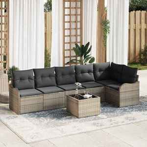 vidaXL Set de canapele pentru grădină cu pernă 7 pcs Gri Rattan poli imagine