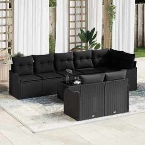 vidaXL Set de canapele pentru grădină cu pernă 9 pcs Negru Rattan poli imagine