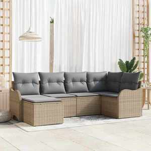 vidaXL Set de canapele pentru grădină cu pernă 6 pcs Bej Rattan poli imagine