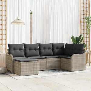 vidaXL Set de canapele pentru grădină 6 pcs Gri deschis Rattan poli imagine