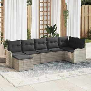 vidaXL Set de canapele pentru grădină 7 pcs Gri deschis Rattan poli imagine