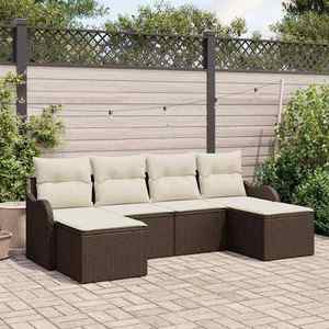 vidaXL Set de canapele pentru grădină cu pernă 6 pcs Maro Rattan poli imagine