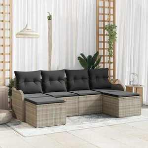 vidaXL Set de canapele pentru grădină 6 pcs Gri deschis Rattan poli imagine