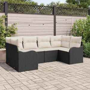 vidaXL Set de canapele pentru grădină cu pernă 6 pcs Negru Rattan poli imagine