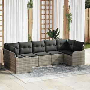 vidaXL Set de canapele pentru grădină 7 pcs Gri deschis Rattan poli imagine