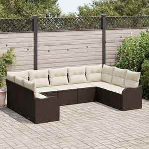 vidaXL Set de canapele pentru grădină cu pernă 9 pcs Maro Rattan poli imagine