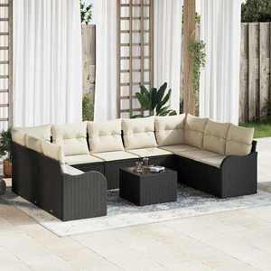 vidaXL Set de canapele pentru grădină 10 pcs Negru Rattan poli imagine