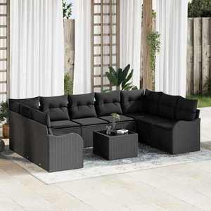 vidaXL Set de canapele pentru grădină 10 pcs Negru Rattan poli imagine