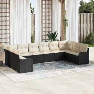 vidaXL Set de canapele pentru grădină 10 pcs Negru Rattan poli imagine