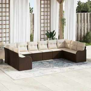 vidaXL Set de canapele pentru grădină cu pernă 10 pcs Maro Rattan poli imagine