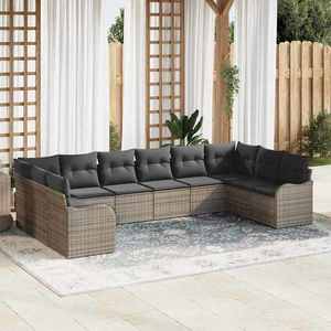 vidaXL Set de canapele pentru grădină cu pernă 10 pcs Gri Rattan poli imagine