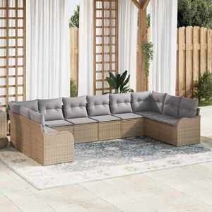 vidaXL Set de canapele pentru grădină cu pernă 10 pcs Bej Rattan poli imagine