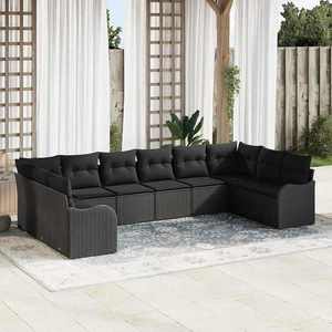 vidaXL Set de canapele pentru grădină 10 pcs Negru Rattan poli imagine