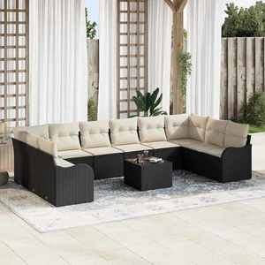 vidaXL Set de canapele pentru grădină 11 pcs Negru Rattan poli imagine