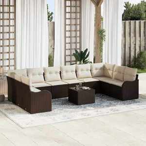 vidaXL Set de canapele pentru grădină cu pernă 11 pcs Maro Rattan poli imagine