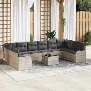 vidaXL Set de canapele pentru grădină 11 pcs Gri deschis Rattan poli imagine