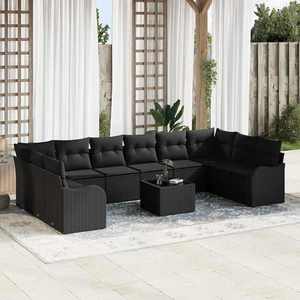 vidaXL Set de canapele pentru grădină 11 pcs Negru Rattan poli imagine