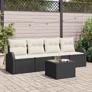 vidaXL Set de canapele pentru grădină 5 pcs Negru 55 x 55 x 37 cm imagine