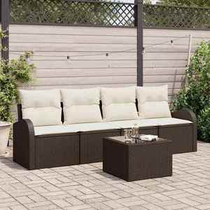 vidaXL Set de canapele pentru grădină 5 pcs Maro 55 x 55 x 37 cm imagine