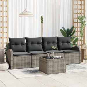 vidaXL Set de canapele pentru grădină 5 pcs Gri 55 x 55 x 37 cm imagine