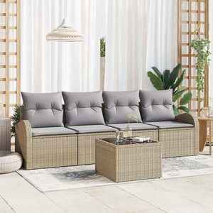 vidaXL Set de canapele pentru grădină 5 pcs Bej 55 x 55 x 37 cm imagine