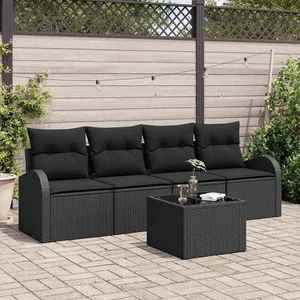 vidaXL Set de canapele pentru grădină 5 pcs Negru 55 x 55 x 37 cm imagine