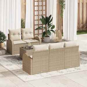 vidaXL Set de canapele pentru grădină 6 pcs Bej 55 x 55 x 37 cm imagine