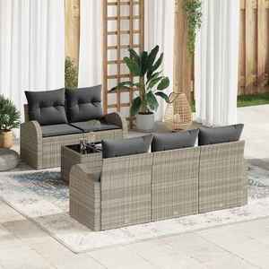 vidaXL Set de canapele pentru grădină cu pernă 6 pcs Gri deschis imagine
