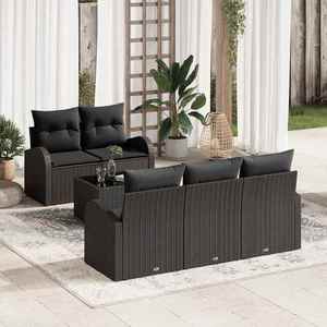 vidaXL Set de canapele pentru grădină 6 pcs Negru 55 x 55 x 37 cm imagine