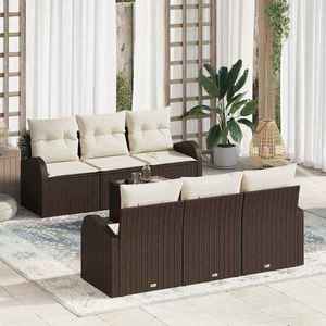 vidaXL Set de canapele pentru grădină 7 pcs Maro 55 x 55 x 37 cm imagine