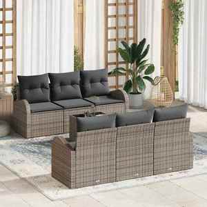vidaXL Set de canapele pentru grădină 7 pcs Gri 55 x 55 x 37 cm imagine