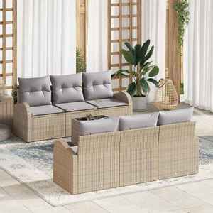 vidaXL Set de canapele pentru grădină 7 pcs Bej 55 x 55 x 37 cm imagine