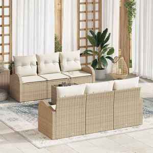 vidaXL Set de canapele pentru grădină 7 pcs Bej 55 x 55 x 37 cm imagine