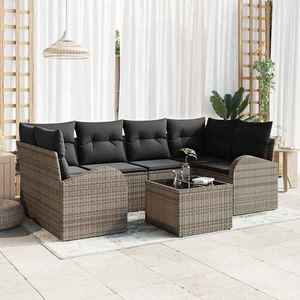 vidaXL Set de canapele pentru grădină 7 pcs Gri 55 x 55 x 37 cm imagine